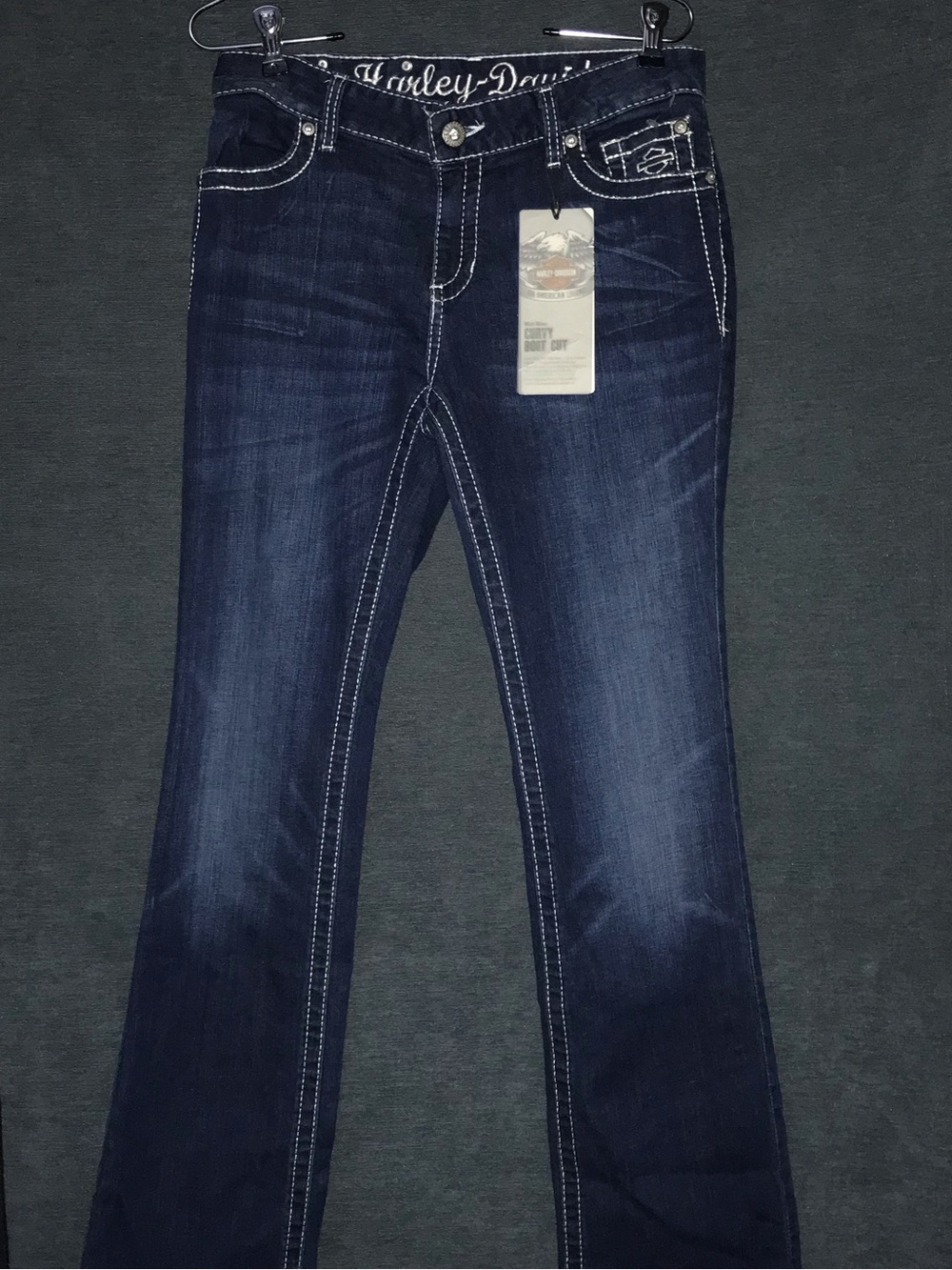 Harley-Davidson Women's Indigo Bootcut Jeans with White Stitching